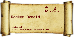 Decker Arnold névjegykártya